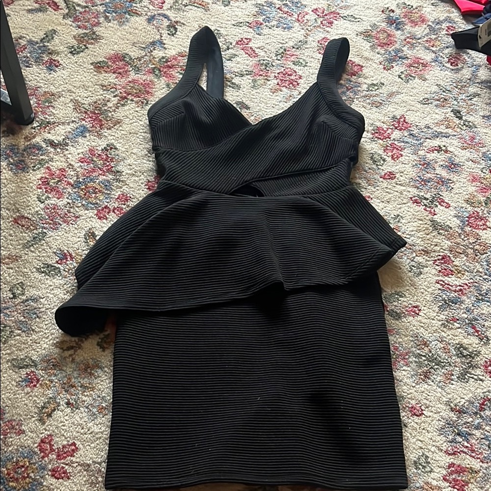 2016 Chic Black Ribbed/cut out dress